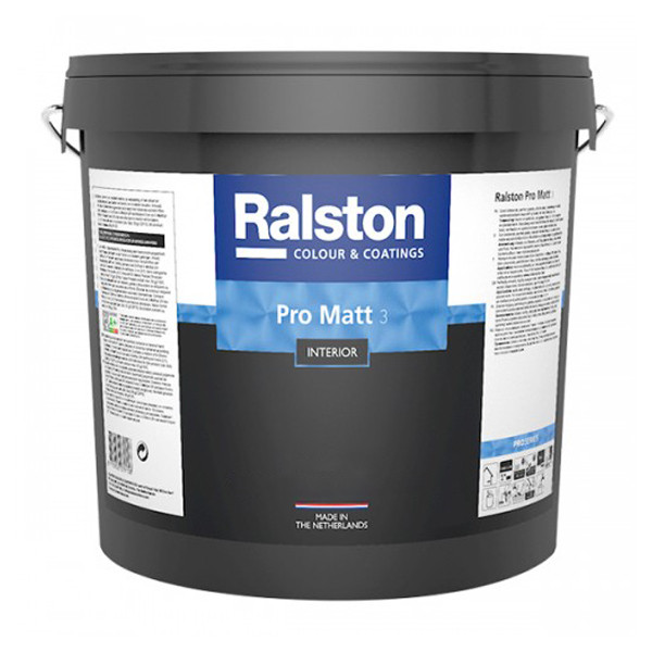 Фарба RALSTON Pro Matt 3 BTR матова для стін і стель, для внутрішніх робіт, 9 л