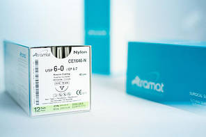 Шовний матеріал Atramat 5.0, Nylon., чорний, 12шт./уп. , Голка 16мм.СЕРТИФІКОВАНИЙ в Україні., фото 4