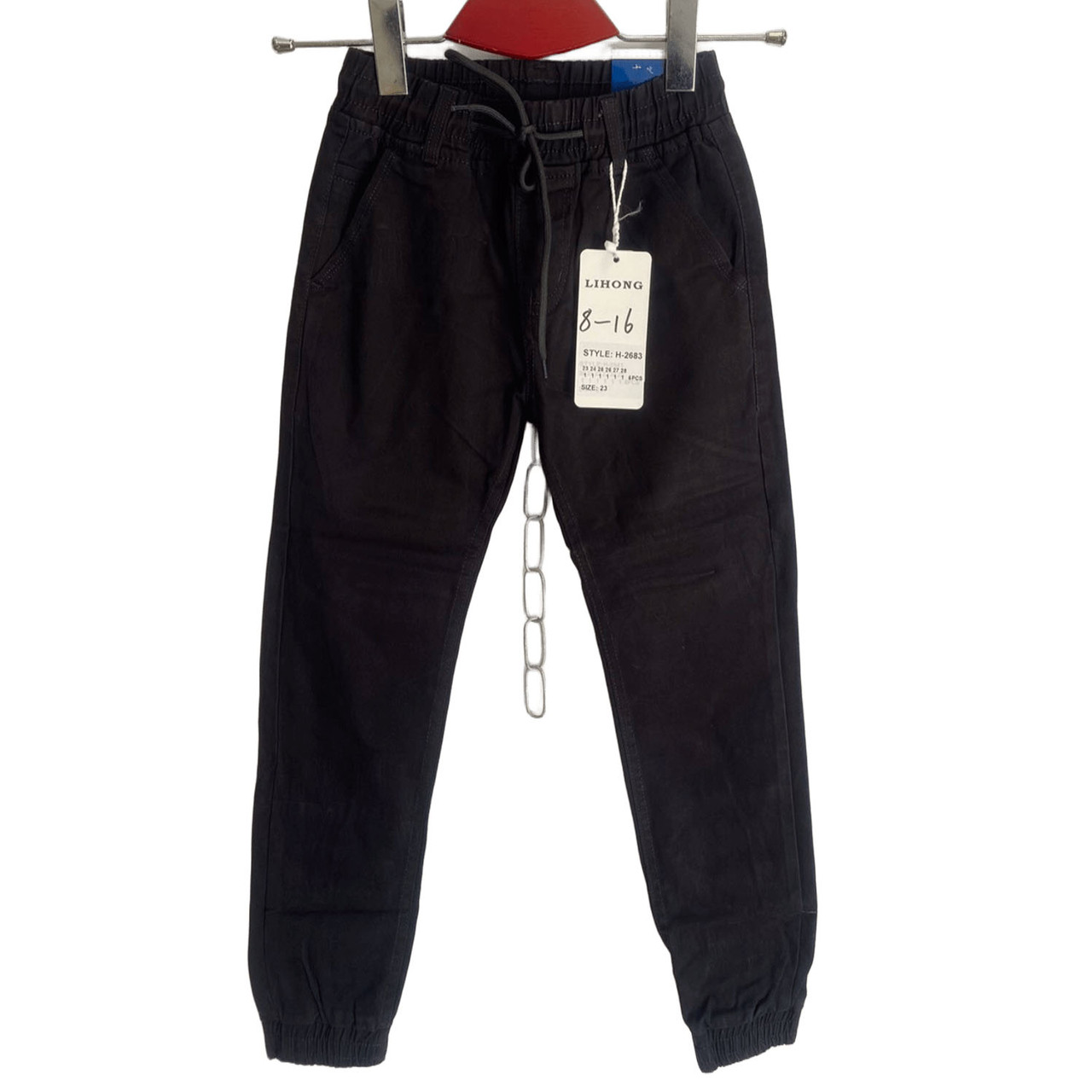 Чорні джинси з поясом на гумці та манжетом для підлітків Розміри: від 8 до 15 років (16150), фото 1