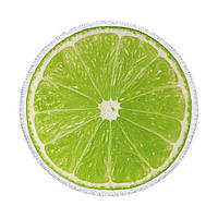 Килимок пляжне покривало Лайм підстилка мікрофібра махра кругле рушник 150 см з бахромою