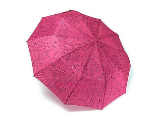 Жіноча парасолька-напівавтомат малинова з краплями Bellissimo №497, 10 спиць, антивітрова система