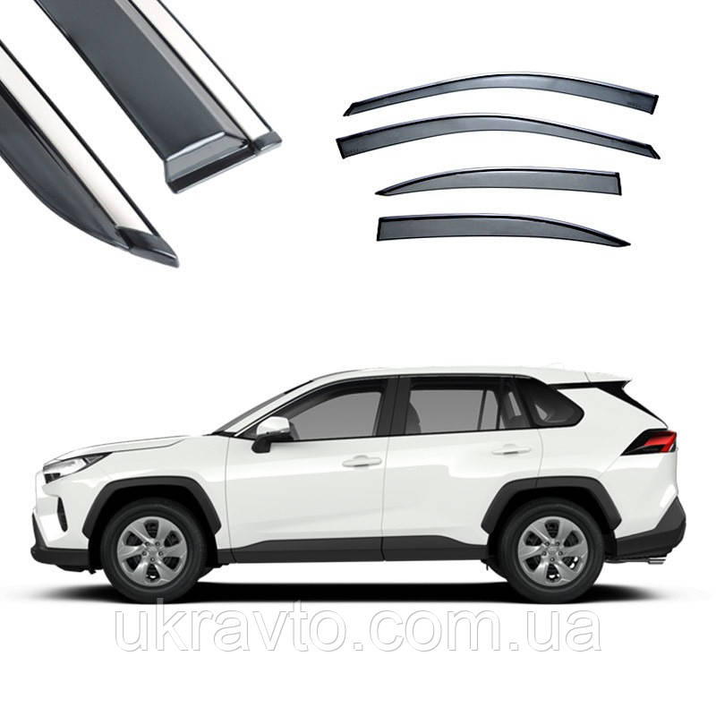 Вітровики Toyota Rav 4 2019+ з хром окантовкою з нержавійки
