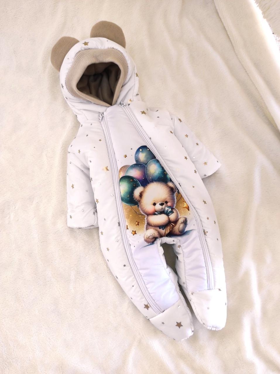 Дитячий теплий чоловічок комбінезон осінь весна зима 0-3 міс 56-62 розмір