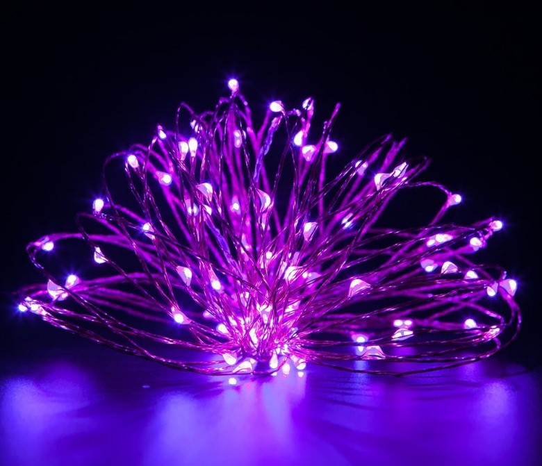 Світлодіодна гірлянда нитка 10 метрів 12 вольт фіолетова  ECOLEND