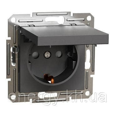 Розетка з кришкою і з/к Asfora EPH3100171 Антрацит
