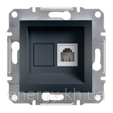 Розетка телефонна RJ11 антрацит Asfora Plus EPH4100171
