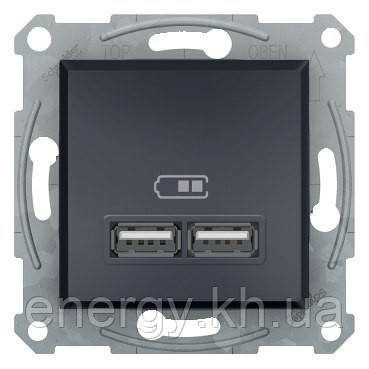 Розетка 2-я USB - 2,1 A Asfora Антрацит EPH2700271