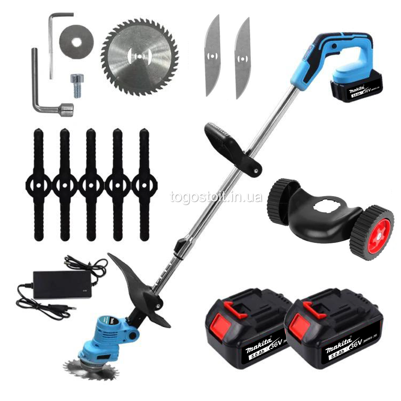 Акумуляторний тример з колесами Makita UR120DWAE (36V, 5AH) для трави, акумуляторна коса Макіта