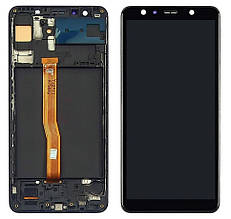 Дисплей Samsung A7 2018 Galaxy A750 с сенсором и рамкой, черный OLED, (Small LCD) | модуль