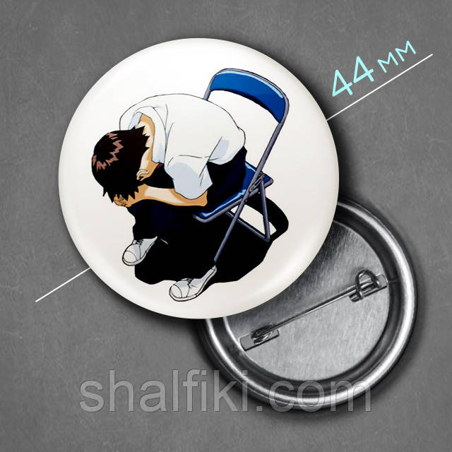 "Сіндзі Ікарі (Євангеліон / Evangelion)" значок круглий на булавці Ø44 мм, фото 1