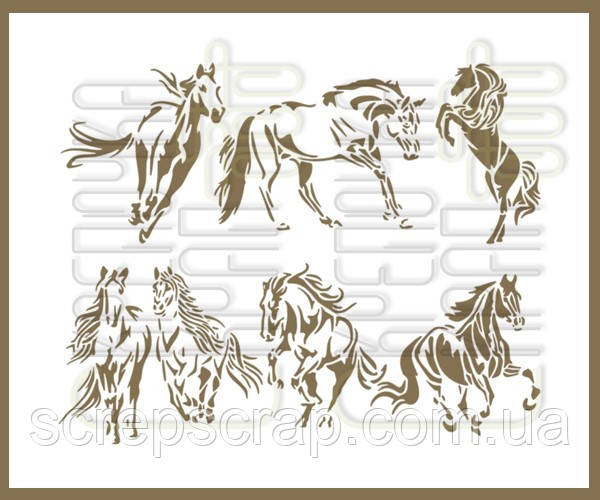 Трафарет коні 20х15см