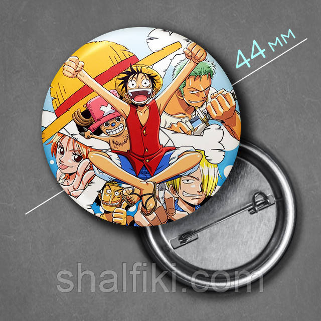"Ван Піс / One Piece" значок круглий на булавці Ø44 мм, фото 1