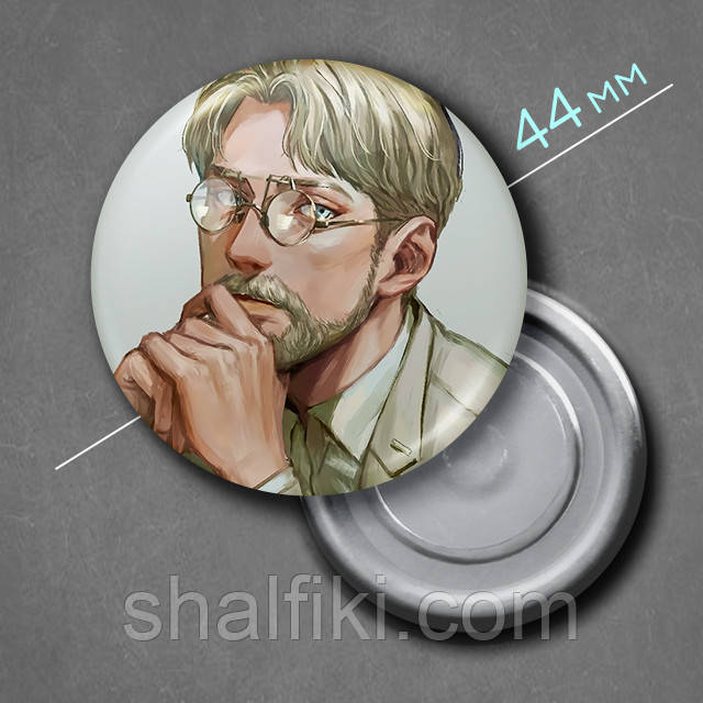 "Зік (Атака титанів / Attack on Titan)" магніт круглий Ø44 мм, фото 1