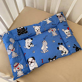 Подушка для новонароджених "Веселі звірята" Поплін 40*60 см Betis Блакитний з принтом