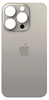 Задня кришка iPhone 15 Pro, Natural Titanium, з великими отворами під вікна камер, оригінал PRC