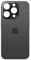 Задня кришка iPhone 15 Pro, чорна, Black Titanium, з великими отворами під вікна камер, оригінал PRC