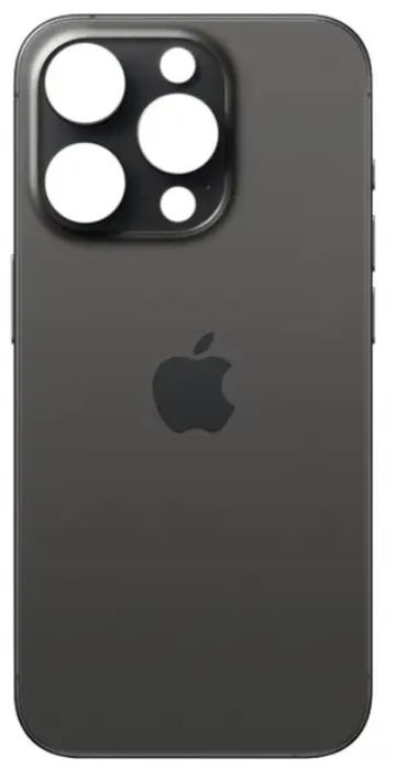 Задня кришка iPhone 15 Pro, чорна, Black Titanium, з великими отворами під вікна камер, оригінал PRC