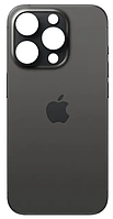 Задня кришка iPhone 15 Pro Max, чорна, Black Titanium, з великими отворами під вікна камер, оригінал PRC