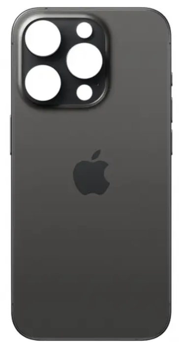 Задня кришка iPhone 15 Pro Max, чорна, Black Titanium, з великими отворами під вікна камер, оригінал PRC