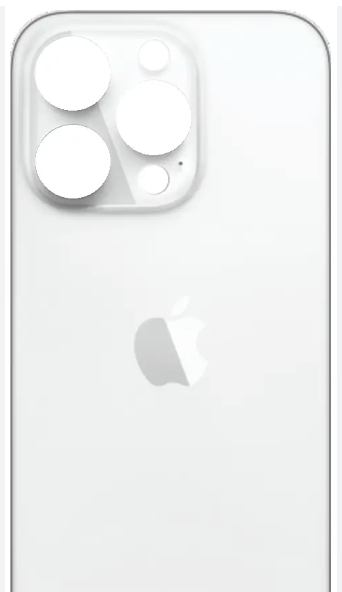 Задня кришка iPhone 14 Pro Max, біла, Silver, з великими отворами під вікна камер, оригінал PRC