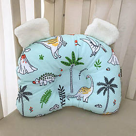 Подушка ортопедична дитяча "Динозаврик" Ведмедик Ранфорс 6+ 28*36 см Betis Зелений з принтом