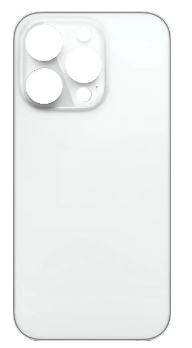 Задня кришка iPhone 14 Pro, біла, Silver, з великими отворами під вікна камер, оригінал PRC