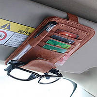 Популярний! Організатор в авто для кредитних карт, грошей (коричневий) - Краща якість тільки на Nukleon.com.ua