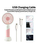 Вентилятор ручний Mini Fan ZB100 акумуляторний з підставкою для телефону Рожевий з білим, фото 3