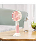Вентилятор ручний Mini Fan ZB100 акумуляторний з підставкою для телефону Рожевий з білим, фото 4