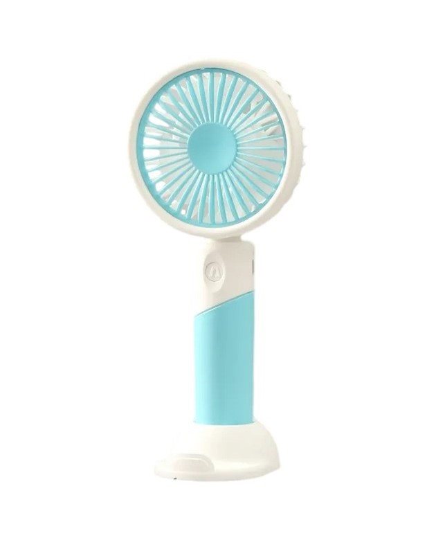 Вентилятор ручний Mini Fan ZB100 акумуляторний з підставкою для телефону Блакитний з білим