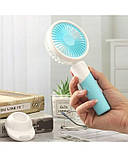 Вентилятор ручний Mini Fan ZB100 акумуляторний з підставкою для телефону Блакитний з білим, фото 3