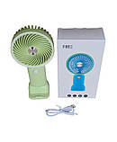 Вентилятор ручний Mini Fan HX09-1 акумуляторний з підставкою для телефону Салатовий з білим, фото 4