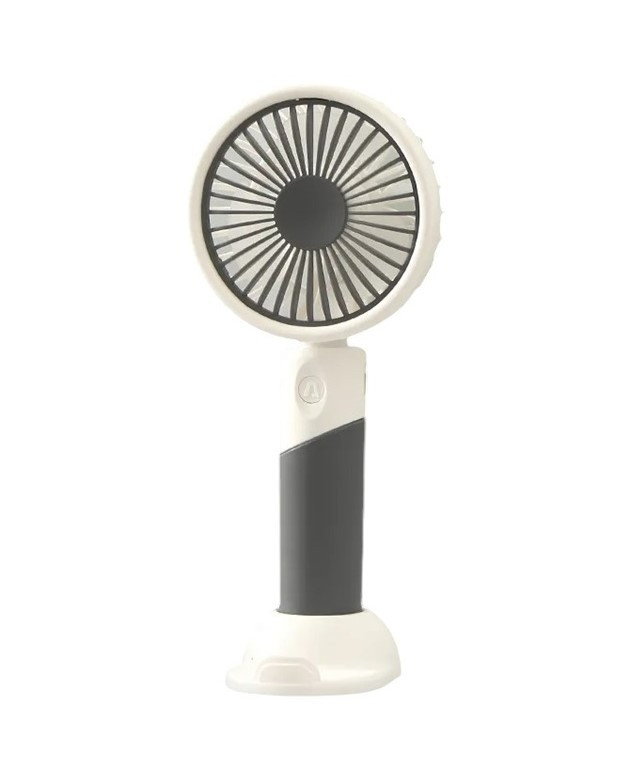 Вентилятор ручний Mini Fan ZB100 акумуляторний з підставкою для телефону Сірий з білим