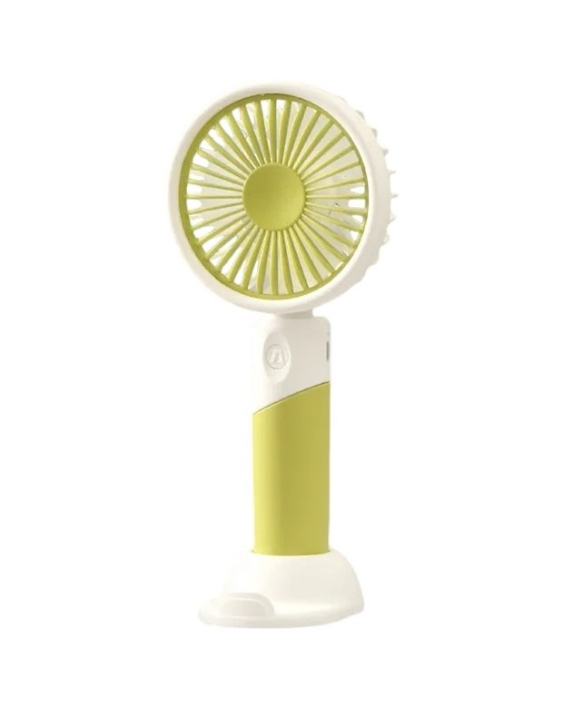 Вентилятор ручний Mini Fan ZB100 акумуляторний з підставкою для телефону Салатовий з білим