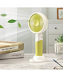 Вентилятор ручний Mini Fan ZB100 акумуляторний з підставкою для телефону Салатовий з білим, фото 3