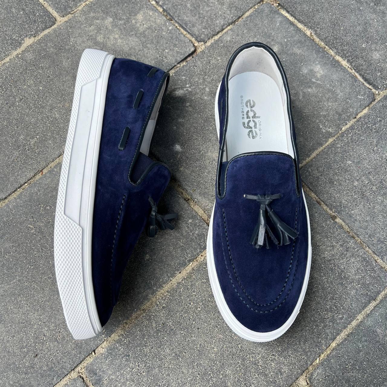 Сині лофери на білій підошві 42 розмір, фото 1