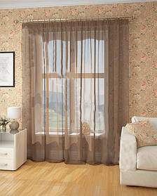 Готова тюль-вуаль блідо-коричневий (пудра)