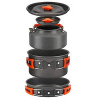 Популярний! Набір похідного посуду складаний на 2 персон, 3 предмети, алюміній, DS-308 - Краща якість тільки на Nukleon.com.ua