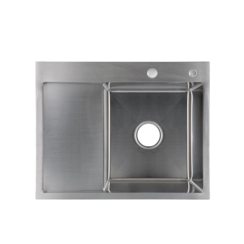 Мийка для кухні інтегрована Lidz Handmade H6350L крило ліворуч (LDH6350BRUL45588) Brushed Steel 3,0/1,0 мм, фото 1