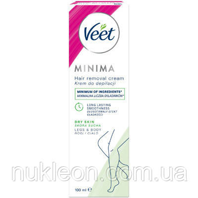Популярний! Крем для депіляції Veet Minima для сухої шкіри з Екстрактом огірка та Листям шавлії 100 мл (5000146980339) - Краща, фото 1