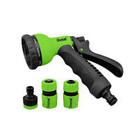 Популярний! Пістолет для поливу Gartner 8-позиційний + адаптер на 1/2 ", 3/4 " та 2 конектора для шл (80075020) - Краща якість