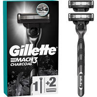 Популярний! Бритва Gillette Mach3 Charcoal Деревне вугілля З 2 змінними картриджами (8700216074308) - Краща якість тільки на