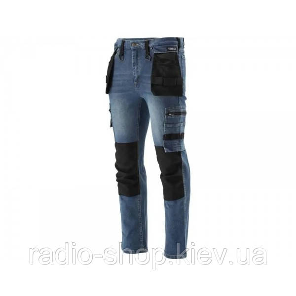 Штани робочі джинс стрейч темно-синій розмір S YATO YT-79050, фото 1