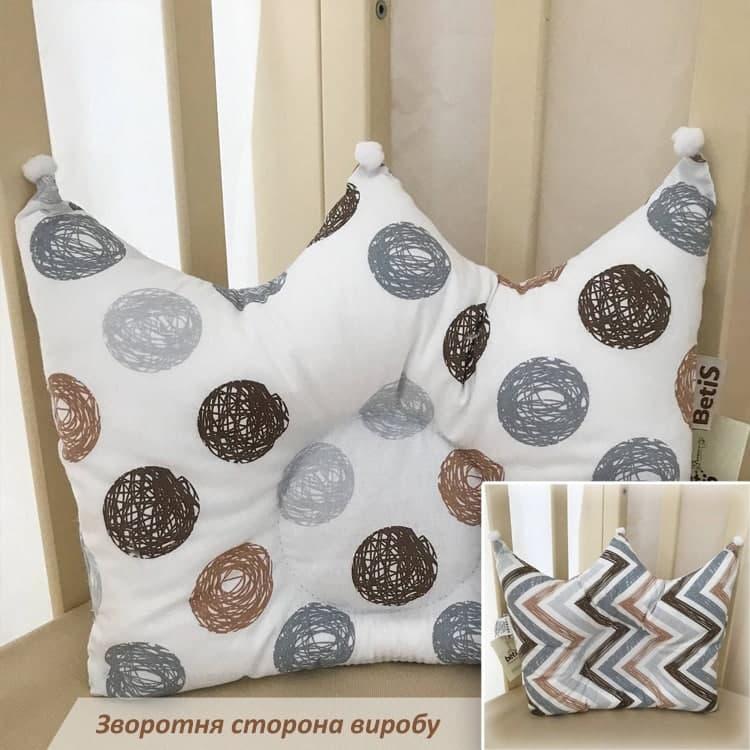 Подушка ортопедична дитяча "Клубочок" Корона Ранфорс 3+ 25*33 см Betis Білий з кавовим, фото 1