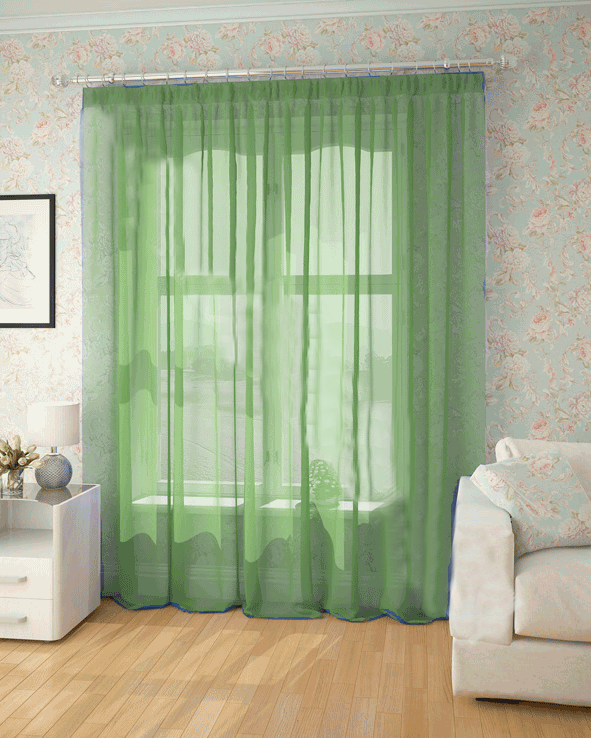 Готова тюль-вуаль зелений(трав'яний)