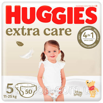 Популярний! Підгузки Huggies Extra Care 5 (11-25 кг) 50 шт (5029053578132) - Краща якість тільки на Nukleon.com.ua