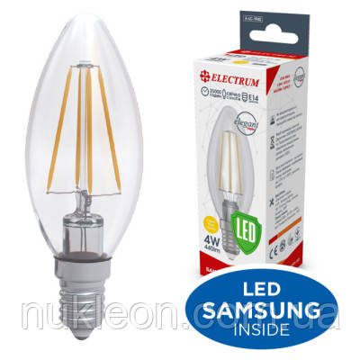 Популярний! Лампочка Electrum С37 4W GL LC- 33/4F Е14 3000K Rf Elegant (A-LC-1942) - Краща якість тільки на Nukleon.com.ua, фото 1
