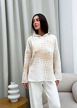 Світшот жіночий в'язаний молочний Vibe ART KNIT