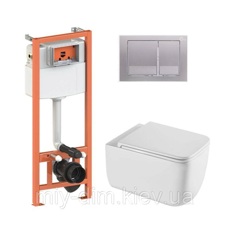 Комплект: Qtap Gemini Ultra Quiet унітаз підвісний QT2533076EUQW + Nest комплект інсталяції 4в1 (Клавіша