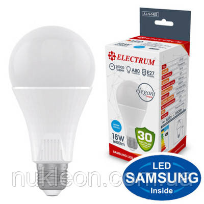 Популярний! Лампочка Electrum A80 18W PA LS-33 Elegant E27 6500K (A-LS-1453) - Краща якість тільки на Nukleon.com.ua, фото 1
